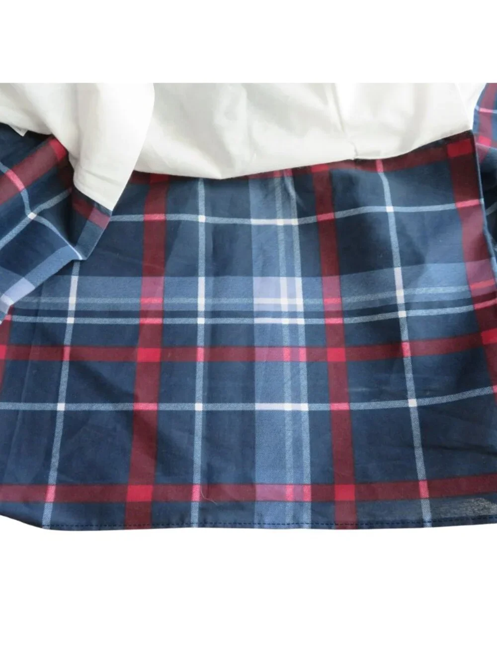 Vintage Springs King Size Plaid Bed Skirt Red Navy 13